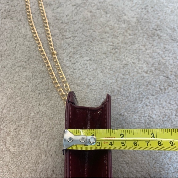 Red burgundy Messenger Bag small Shoulder Bag Crocodile pattern Flap chain Sling - Picture 11 of 12